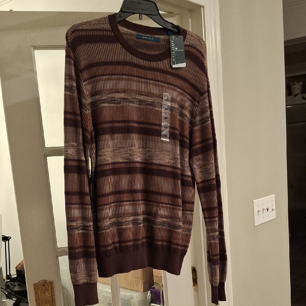 Perry Ellis Men's Multi-Tone Crewneck Sweater